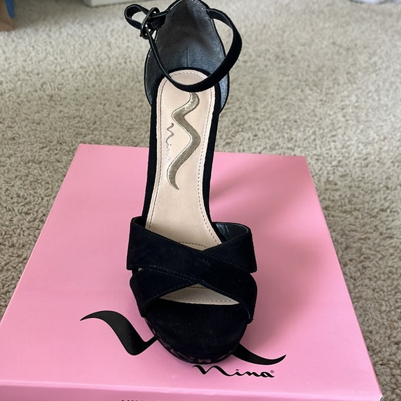 Nina Black Suede Heels - Picture 4 of 5
